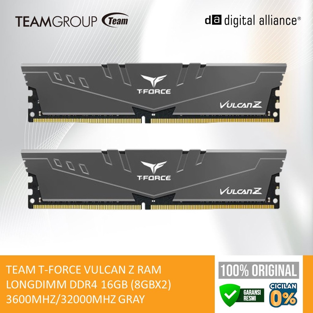 TEAM T-FORCE VULCAN Z RAM LONGDIMM DDR4 16GB (8GBX2) 3200MHZ GRAY