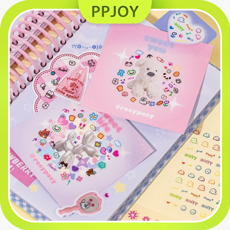 Ready 24 lembar Stiker Set Stiker Mini Buku Catatan Lucu Stiker Buku Bergaya Instagram dengan Glitte