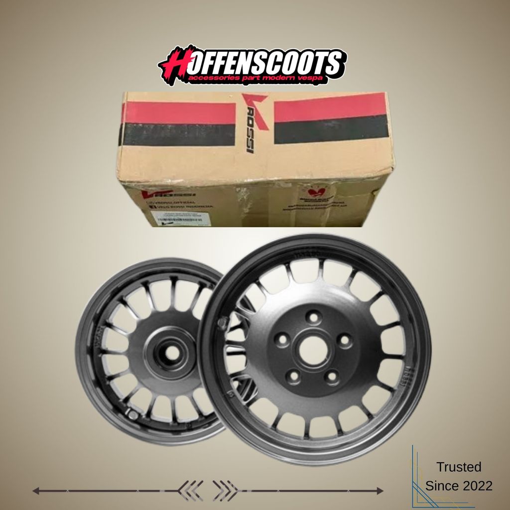 Velg VROSSI Uno Gun Metal Set Depan Belakang Ring 10 Vespa S LX LXV 2V 3V iGET