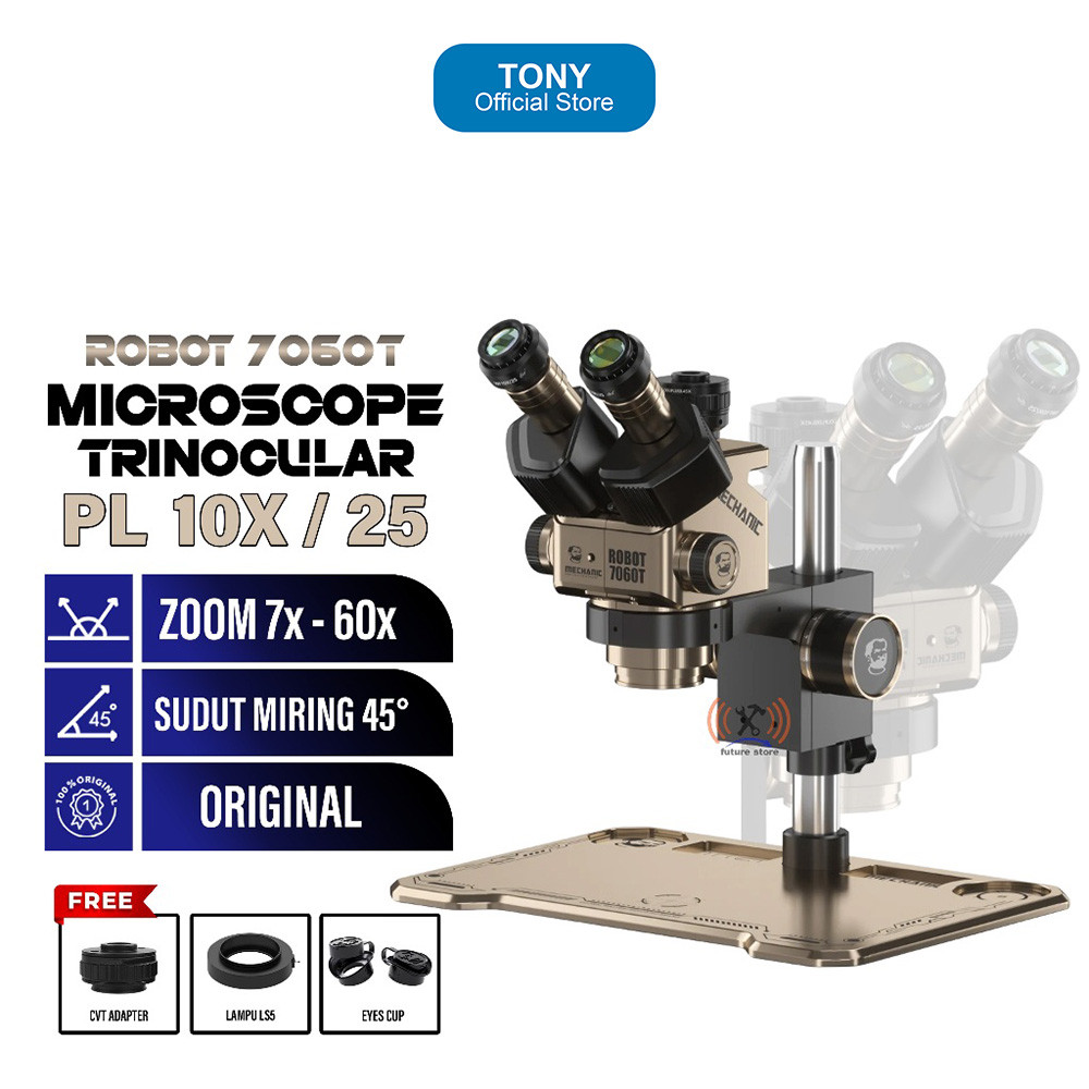 Mikroskop Stereo MECHANIC Robot 7060T - Trinocular Head with LED Light - ROBOT 7060T