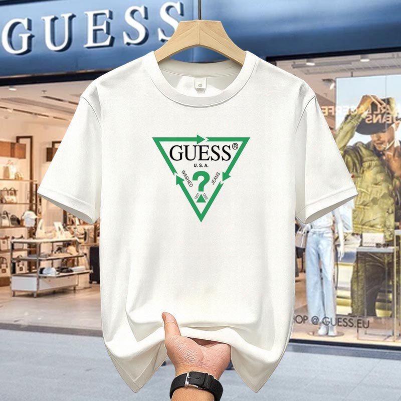 100% Cotton Kaos Pria Brand Guess Original 100% Fashion Trend Modern Nyaman Dipakai Lengan Pendek T-
