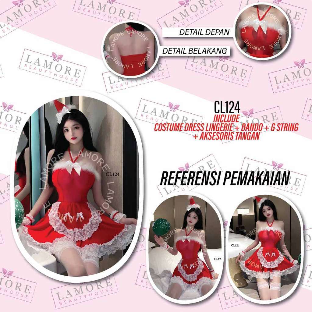 Lingerie Costume Natal Edition Costume Pelayan Wanita Premium CL124