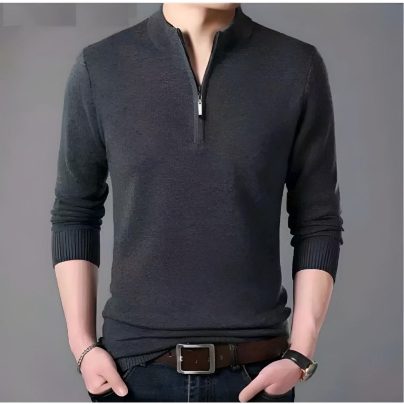 Baju Sweater Rajut Resleting Setengah Dada/ Sweater Pria/ Sweater Kasual/ Sweater Outdoor 100% Cotto