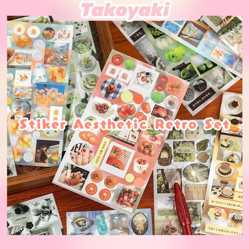 Stiker Aesthetic Retro Set / Paket Stiker Buku Catatan Vintage /Stiker Scrapbook Gaya Ins / Stiker D