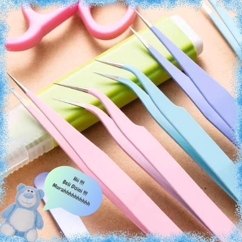 Pinset Bulu Mata Eyelash Pinset Tweezer Lurus Bengkok Lengkung Penjepit Sticker Bulumata Eyelash Ext