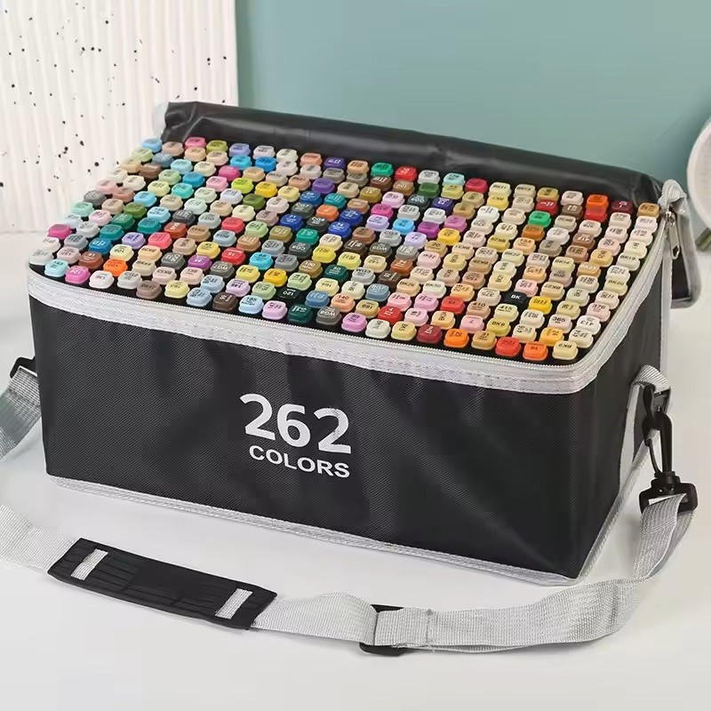 Spidol Twin Marker 262pcs Twin Marker Spidol Pena Cat Air Anak-Anak Spidol Dual Side Fine Art Marker