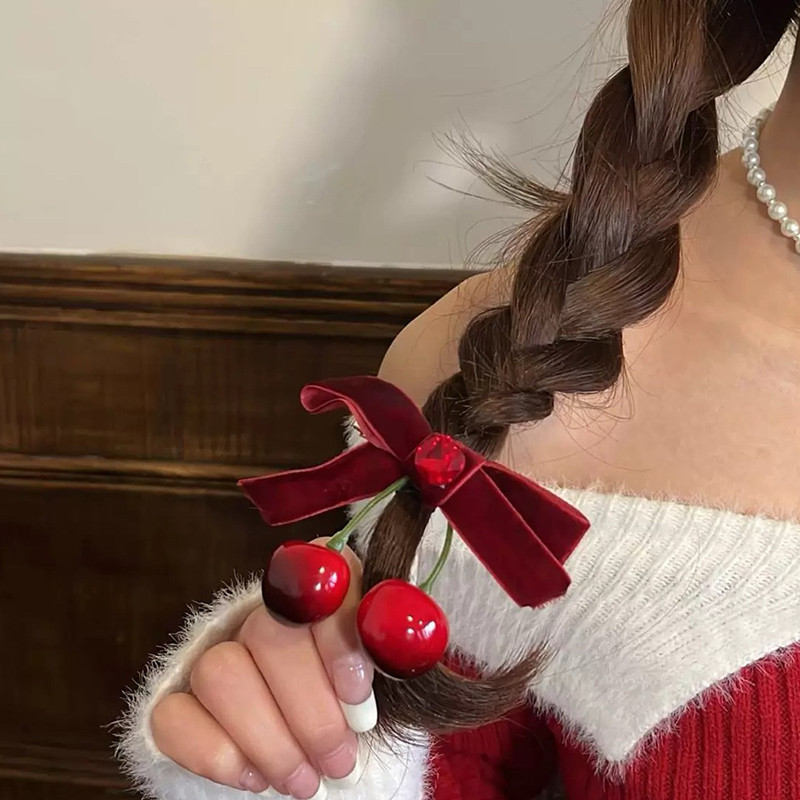 JEPITAN RAMBUT ANAK WANITA SET CHERRY DIAMOND MERAH PREMIUM/JEPITAN RAMBUT ANAK Set Jepit Rambut Ana