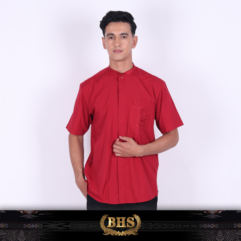 Baju Koko BHS Cosmo Hassan Red
