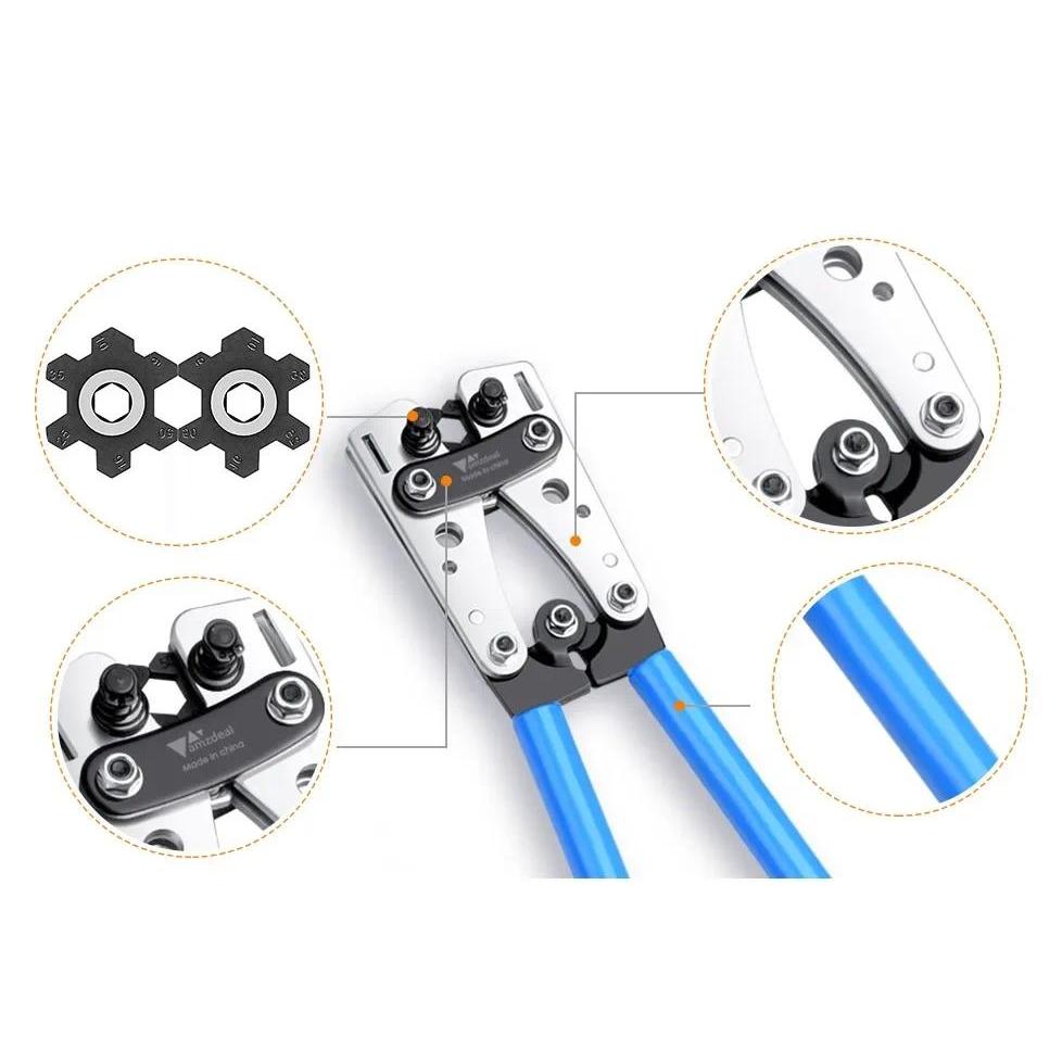 HX-50B Crimping Pliers 6-50mm²/AWG 10-1/0 Tube Terminal Crimper Hex Crimp Tool