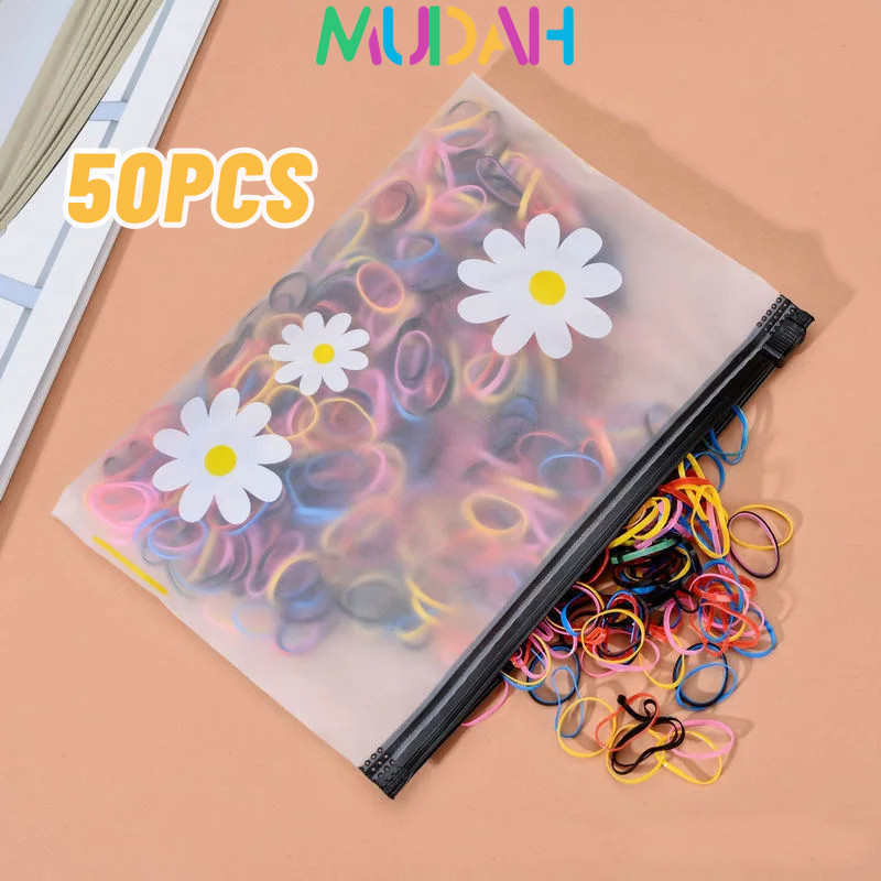 50 Pcs Pouch Serbaguna Transparan Motif/ Transparan Motif Bunga Daisy Pouch Masker Pouch