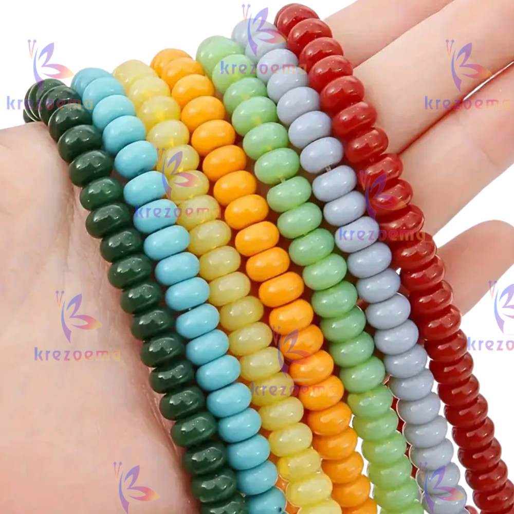 Mutiara glassbead oval  size 5x8mm Manik Batu oval Manik Manik Bahan Akrilik  Kaca Bagus Kilap