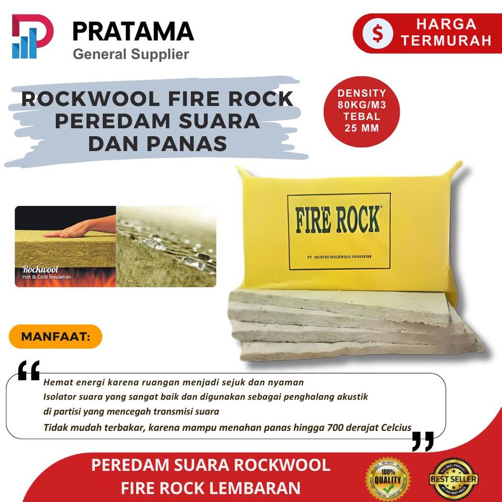 Rockwool FIREROCK Peredam Suara D8025 Firerock Density 80 kg/m³ Tebal 25mm x 60cm x 1,2m Insulasi Fi