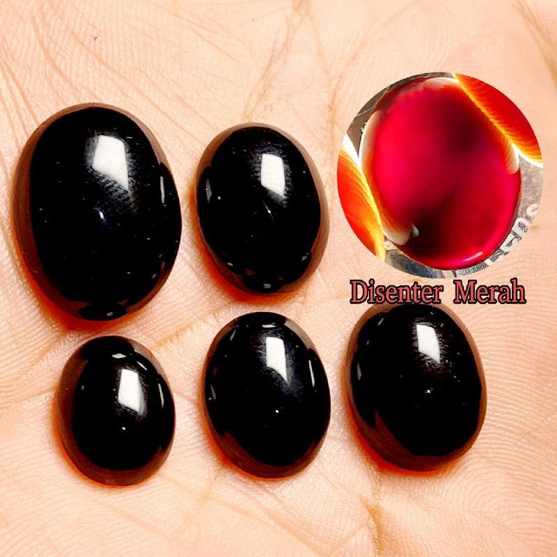 Batu akik yaman wulung hitam senter merah lokal pacitan / yaman habasy elegan