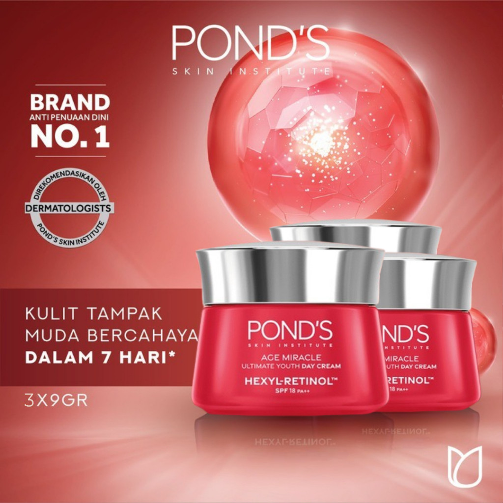 Pond's Age Miracle Hexyl Retinol Niacinamide Day Cream 9gr x 3 Pcs - Mencerahkan Kulit Kusam