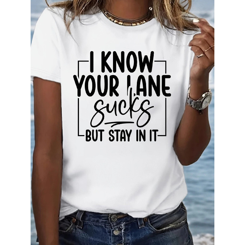 Kaus wanita sirkus Kutipan "Saya tahu cara Anda buruk, tapi jangan berjalan" hitam-putih, bahan ring