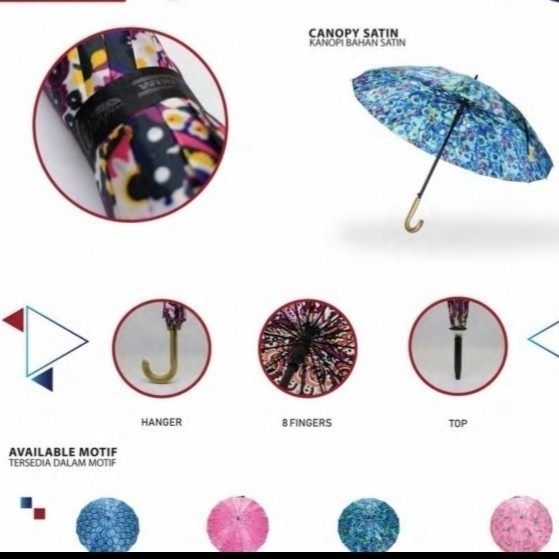 Payung Satin 16 JR / Motif Bunga