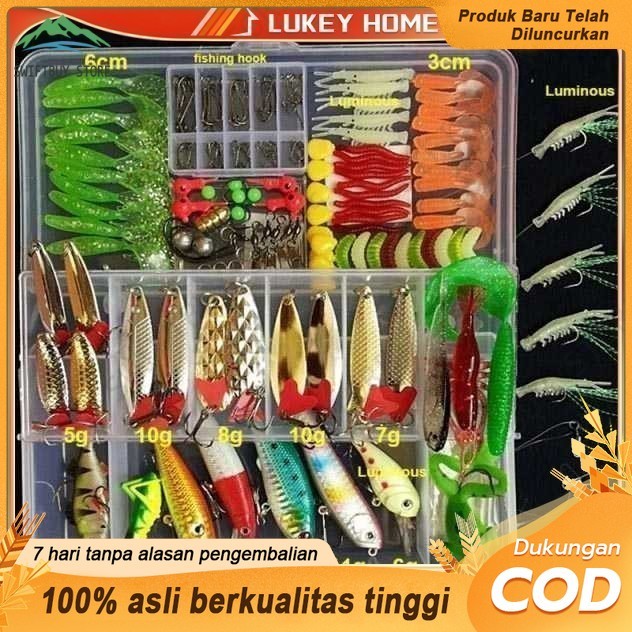 75pcs Set Umpan Pancing Fishing Tackle Box Soft Plastic Lure Umpan Campur Set Aksesoris Umpan Pancin