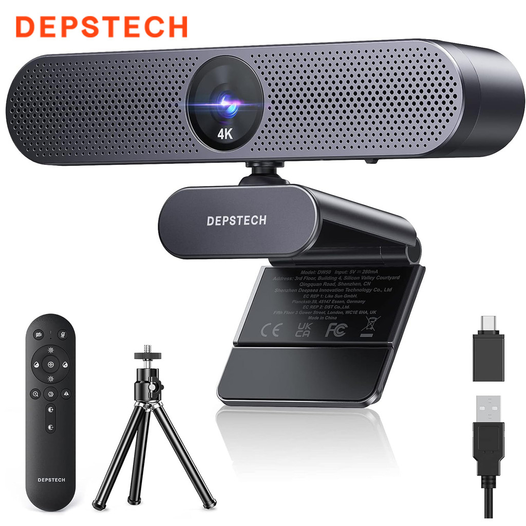Depstech DW50 Kamera Web 4K USB Fokus Otomatis dengan Mikrofon - Putih