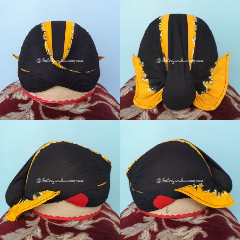 Blangkon Jogja Mataraman Alusan Batik Jumputan Hitam Kuning