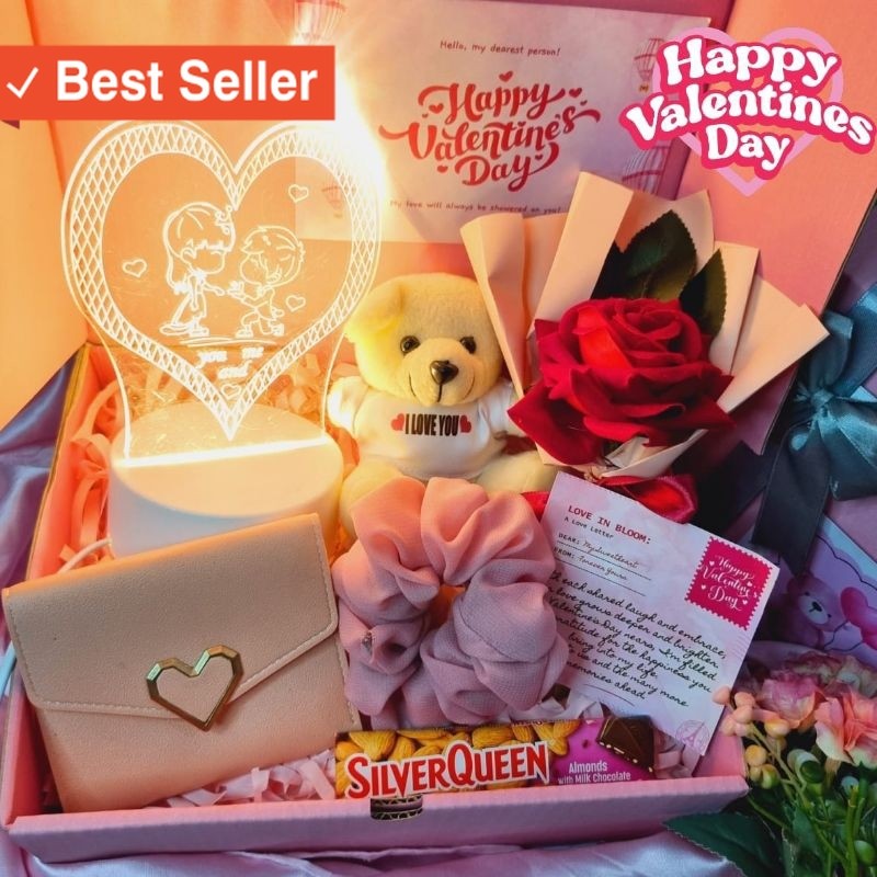Hampers Cantik Unik Romantis buat pacar / Hampers Valentine Romantis / Kado Valentine Cewek Bunga Bo