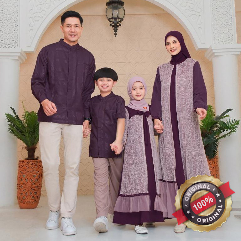 KEKE Sarimbit Lebaran 2026 Aqmare Burgundy Series Gamis Koko Dewasa dan Anak Famset Model Terbaru Mo