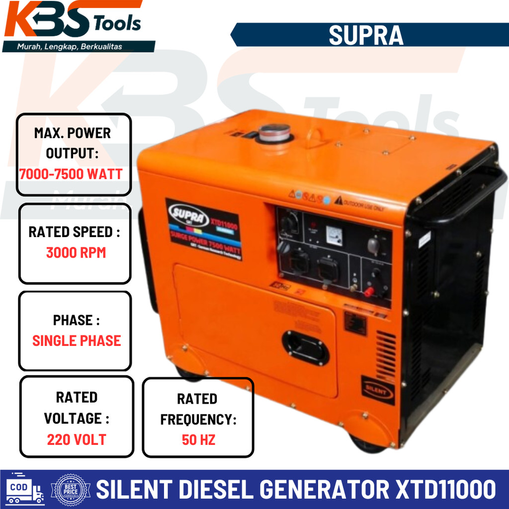 Mesin Genset Supra 7500 Watt XTD11000 Silent Diesel Generator 7500W