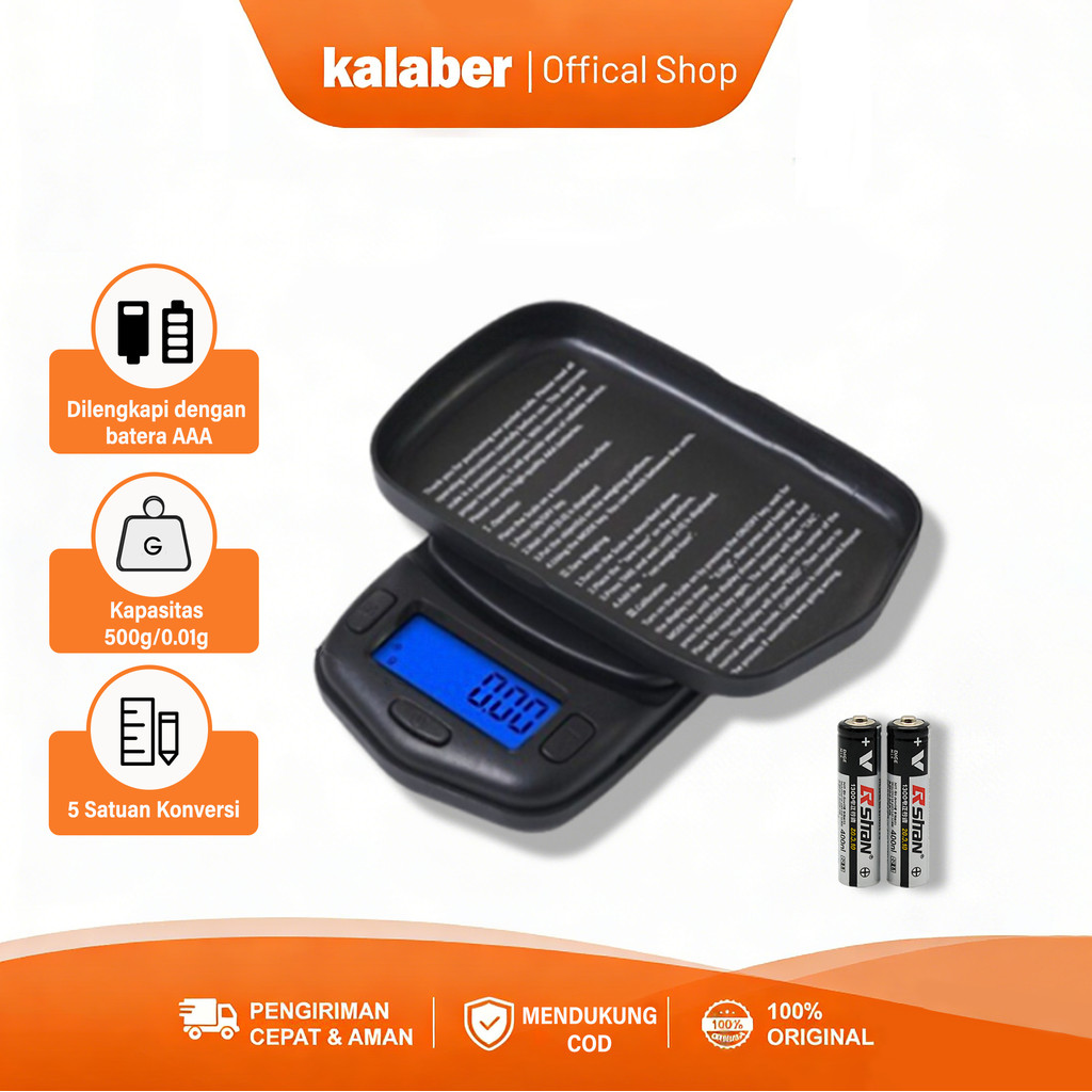Kalaber  Timbangan Emas Mini/Timbangan Saku Portabel  500 gram/0,01 gram