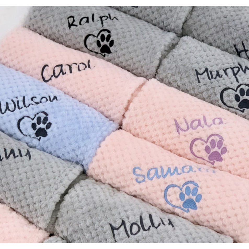 Dog Blanket - Embroidered Personalised Dog Blanket - Puppy Blanket - Cat Blanket - Paw Print Blanket