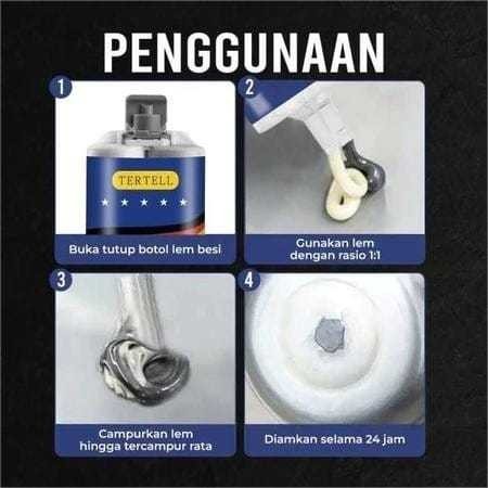 Lem Besi AB TERTELL 100ML Tahan Panas Industrial Metal Repair Glue / Lem AB SUper Kuat / Lem Perekat