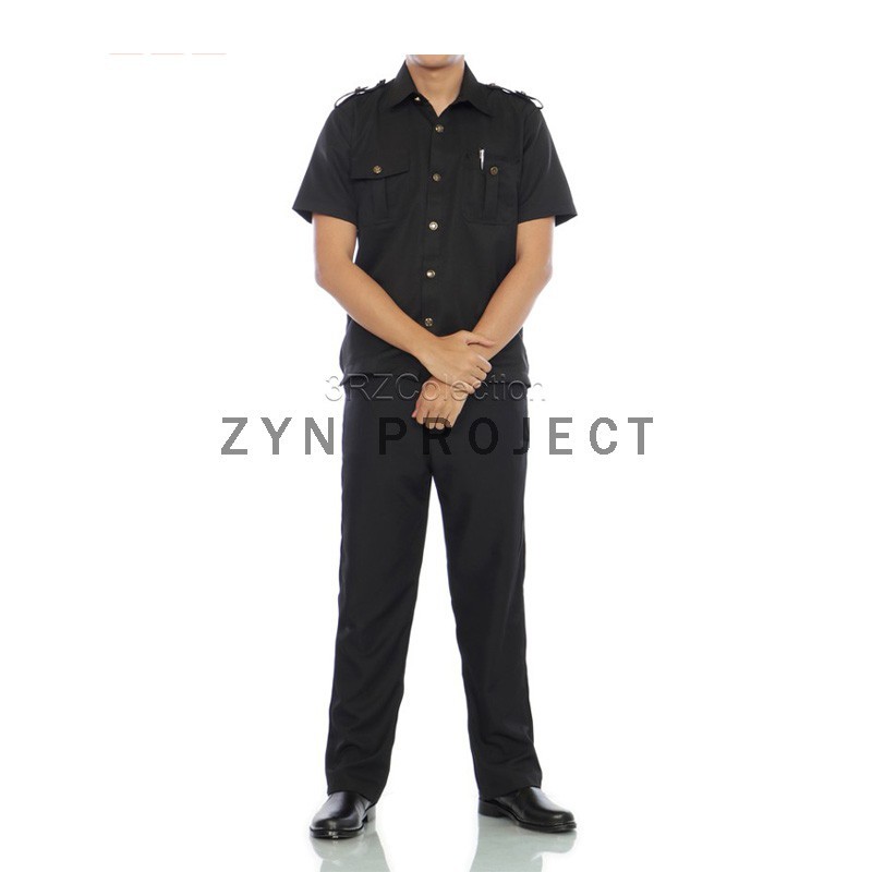 Seragam Safari Baju Safari Setelan Safari Security Satpam Lengan Pendek Hitam Navy Biru Dongker Sera