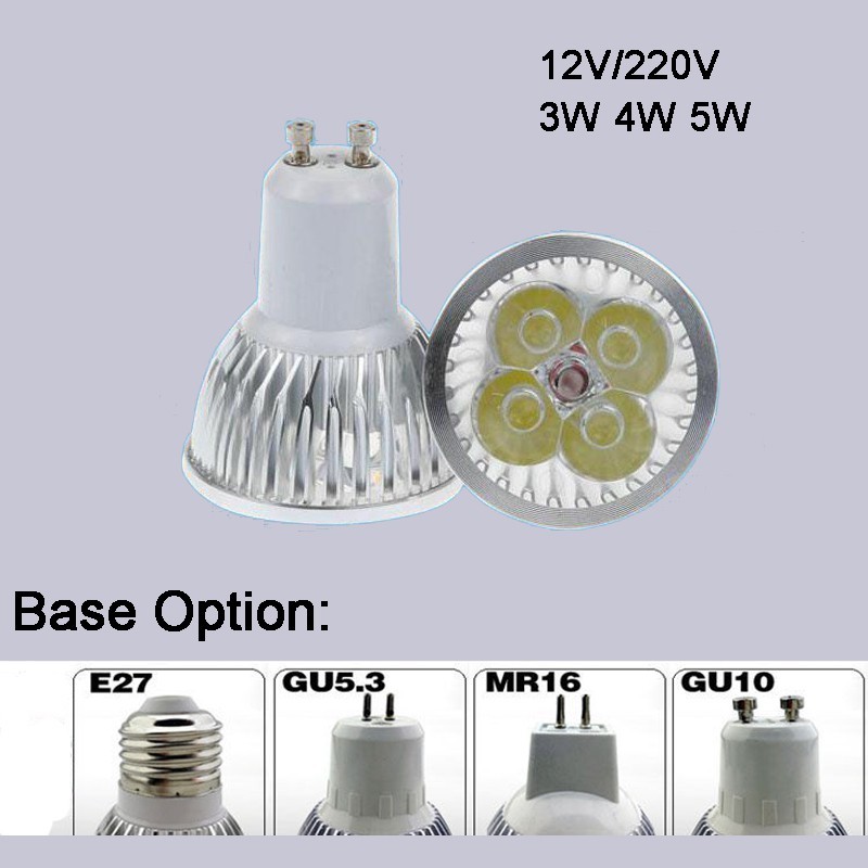 Lampu LED Aluminium Cup Light E27 E14 MR16 GU53 GU10 AC 220V AC/DC 12V 3W 4W 5W Lampu Sorot Keceraha