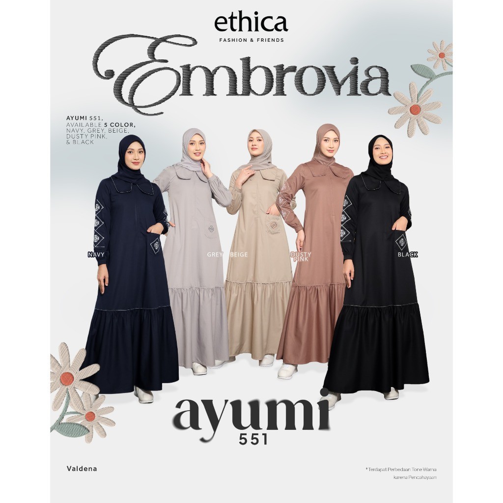 Ethica | Ayumi 551 Gamis Wanita Bordir Daily Terbaru