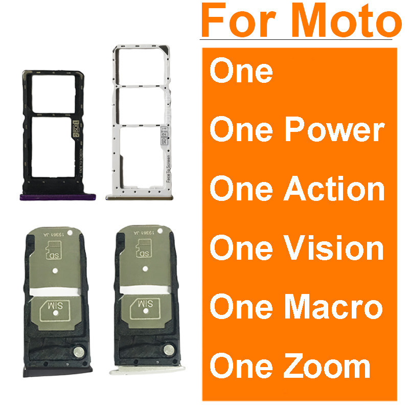 Sim Card Tray Holder For Motorola Moto One Power Vision Action Macro Zoom P30 Play Note P40 P50 Read