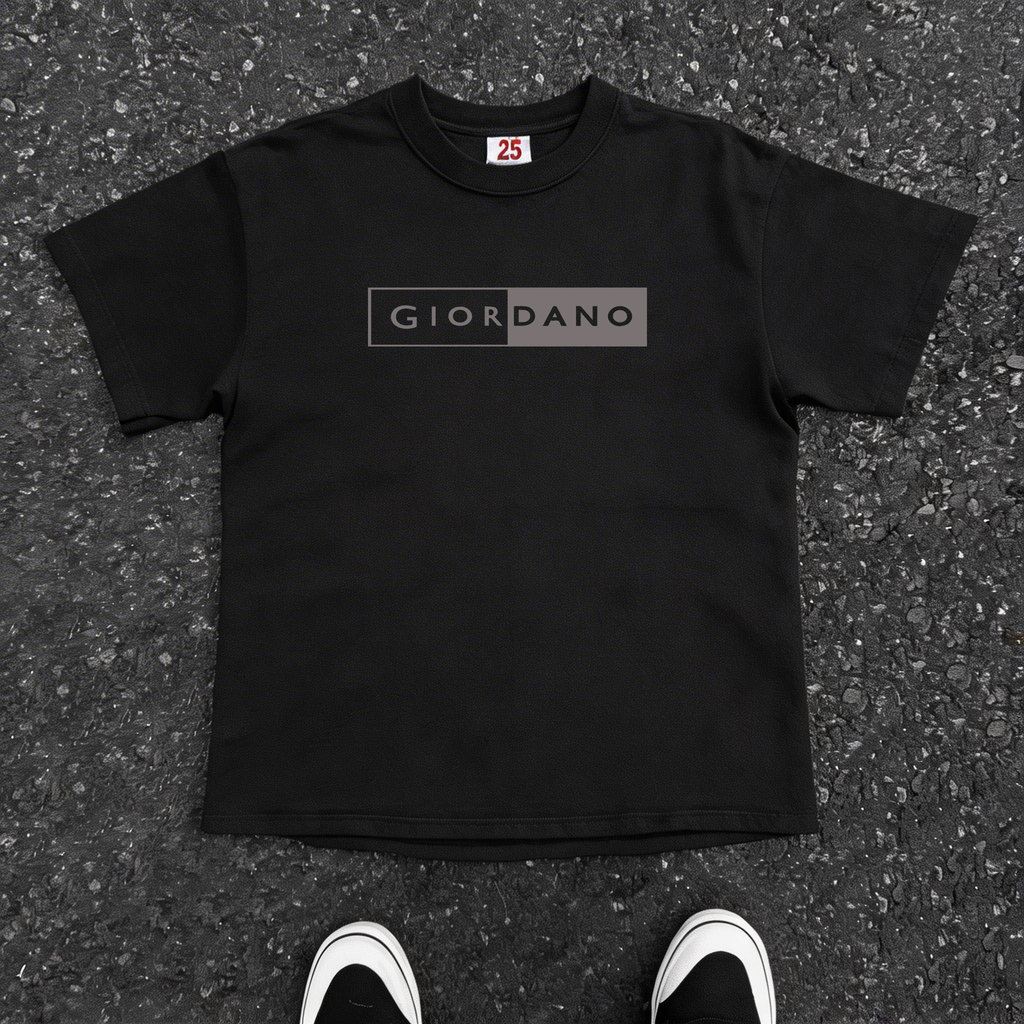 GIORDI Baju Kaos Pria GIORDANO Tshirt Oversize Atasan Street Retro Kaos Pria Wanita Kaos Distro Orig