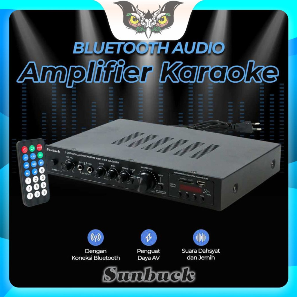 Audio Amplifier Bluetooth Karaoke Support Coaxial Optical 5 Saluran