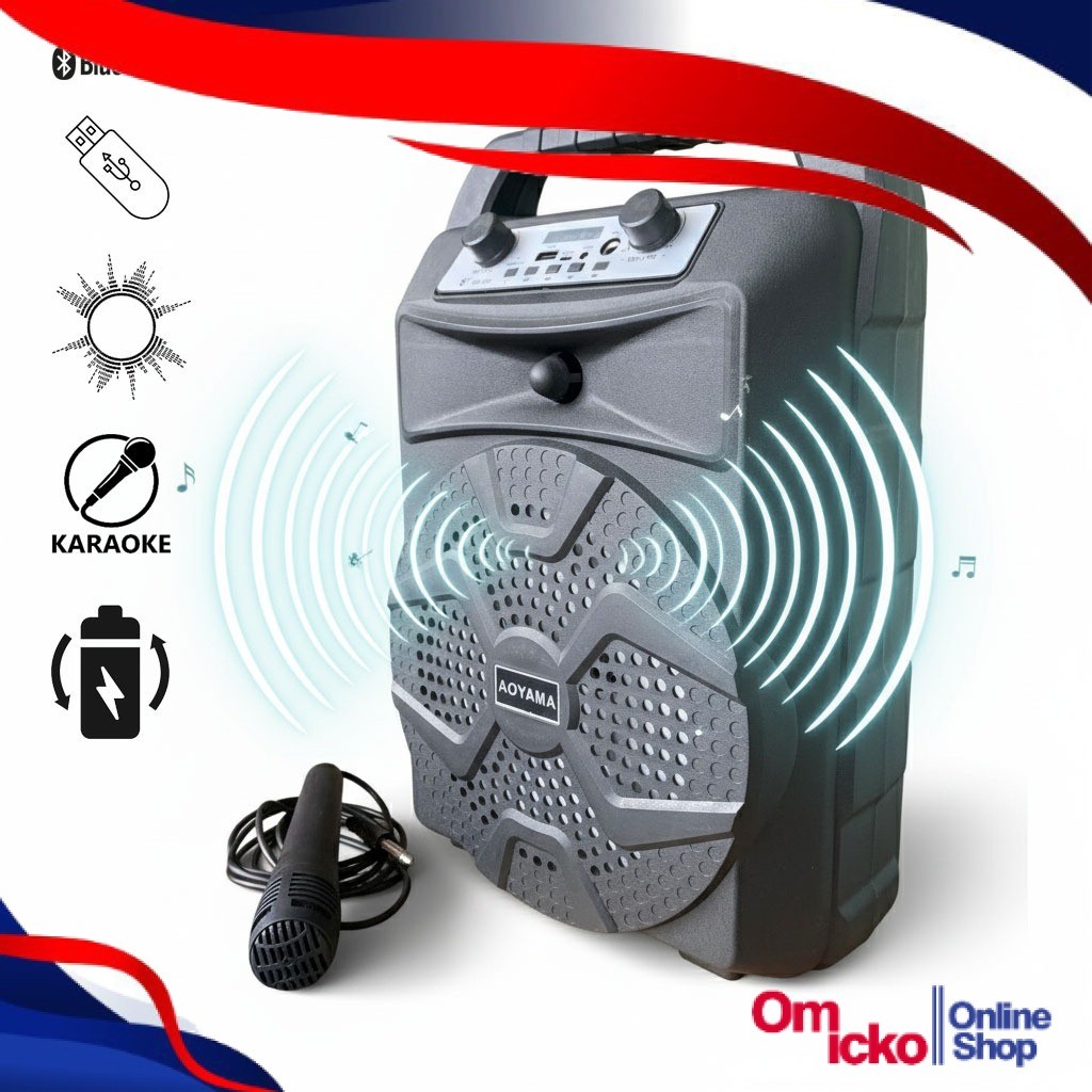 Speaker Bluetooth AOYAMA AO-2000 Aktif 8 Inch Suara Kencang Free Mic Karaoke Salon Aktif