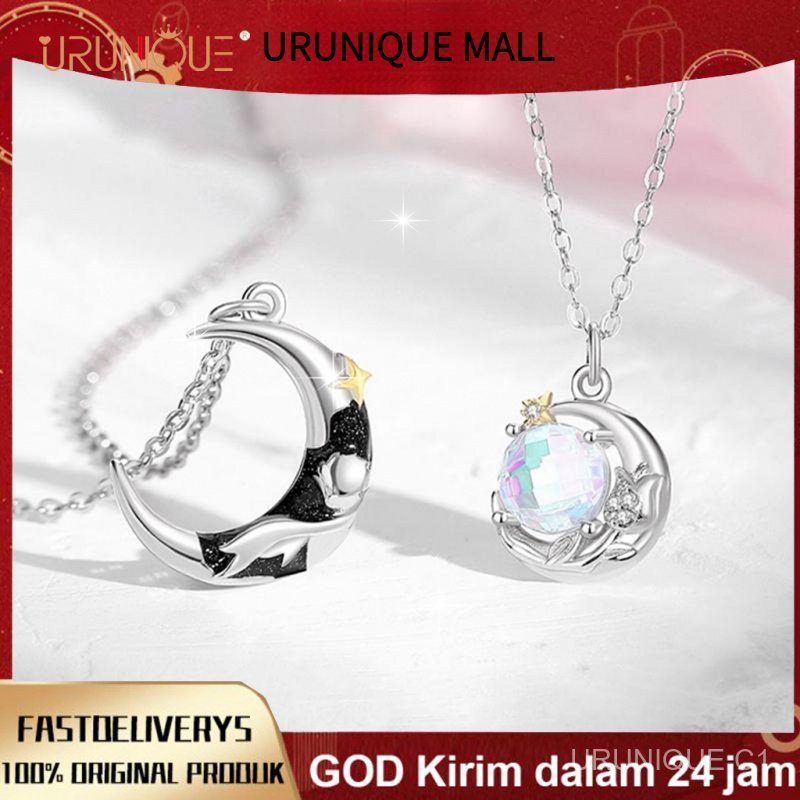 COD YSJEWELRY Kalung Pasangan - Kalung S925 'Matahari & Bulan' Anti Karat, Aksesori Fashion Impor