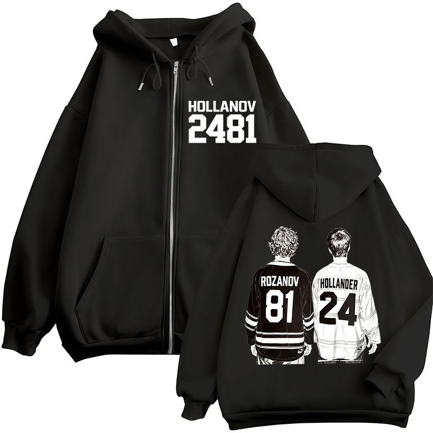Hollanov 24 81 - Jaket Heated Rivalry Shane Hollander‌ Ilya Rozanov Hollanov 24 81 Zipper Hoody