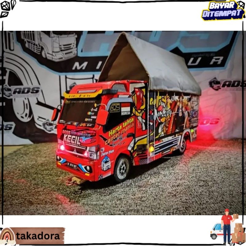 BISA COD PROMO MINIATUR TRUK OLENG KAYU FULL LAMPU KELAP KELIP RODA DEPAN BISA BELOK KANAN KIRI mini