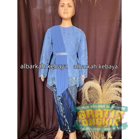 Kebaya Anak Aurora Usia 5-12 Tahun Semi Sutra kebaya selendang tile anak warna baby blue/ pakaian pe