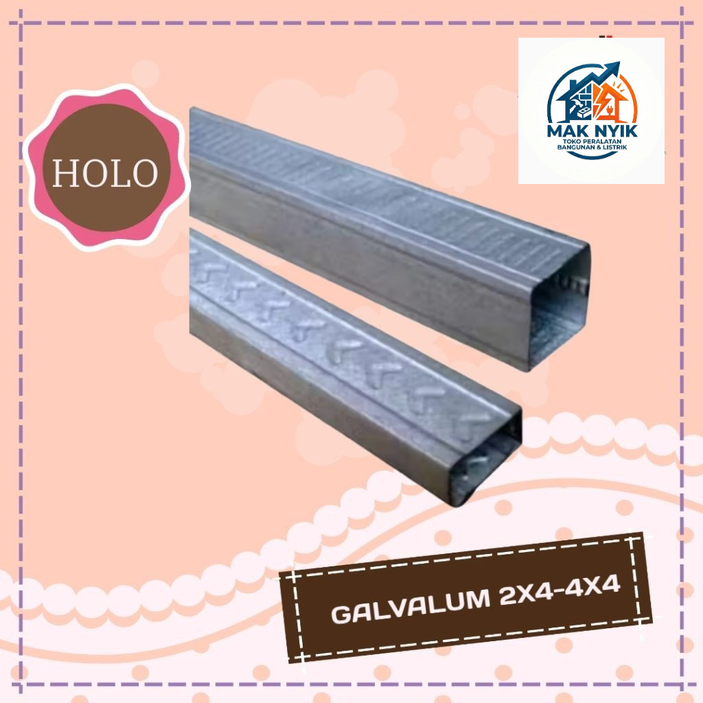 MAKNYIK STORE Holo Hollow Baja Ringan 4x4 Dan 2x4 Per 2 Meter - Rangka Plafon Hollo Galvalum