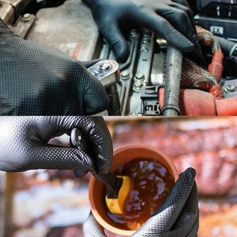 amond Grip Heavy Duty Nitrile Gloves​​ Rubber Reinforced Palm​​ Mechanics Gloves Antislip Oilproof I