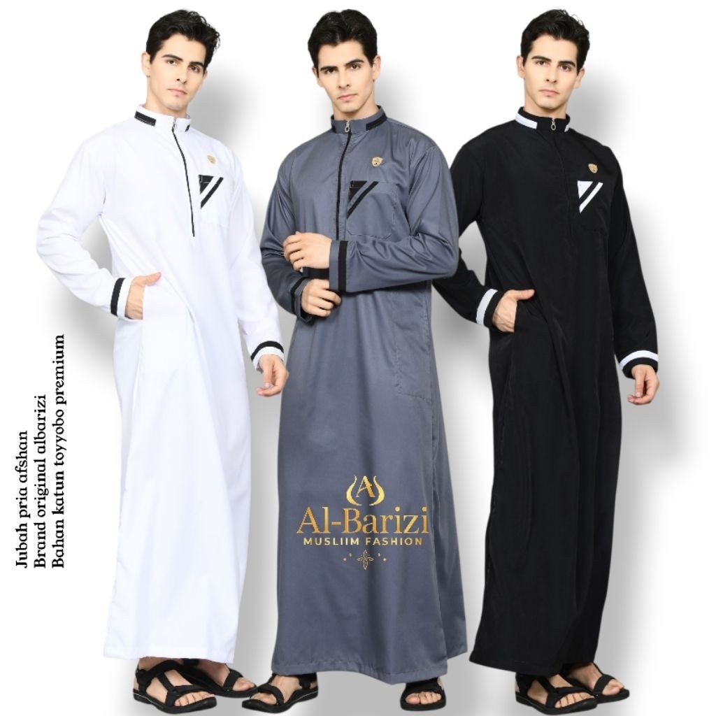 Jubah pria AFHSAN gamis/jubah pria model list kombinasi bahan material katun toyyobo premium