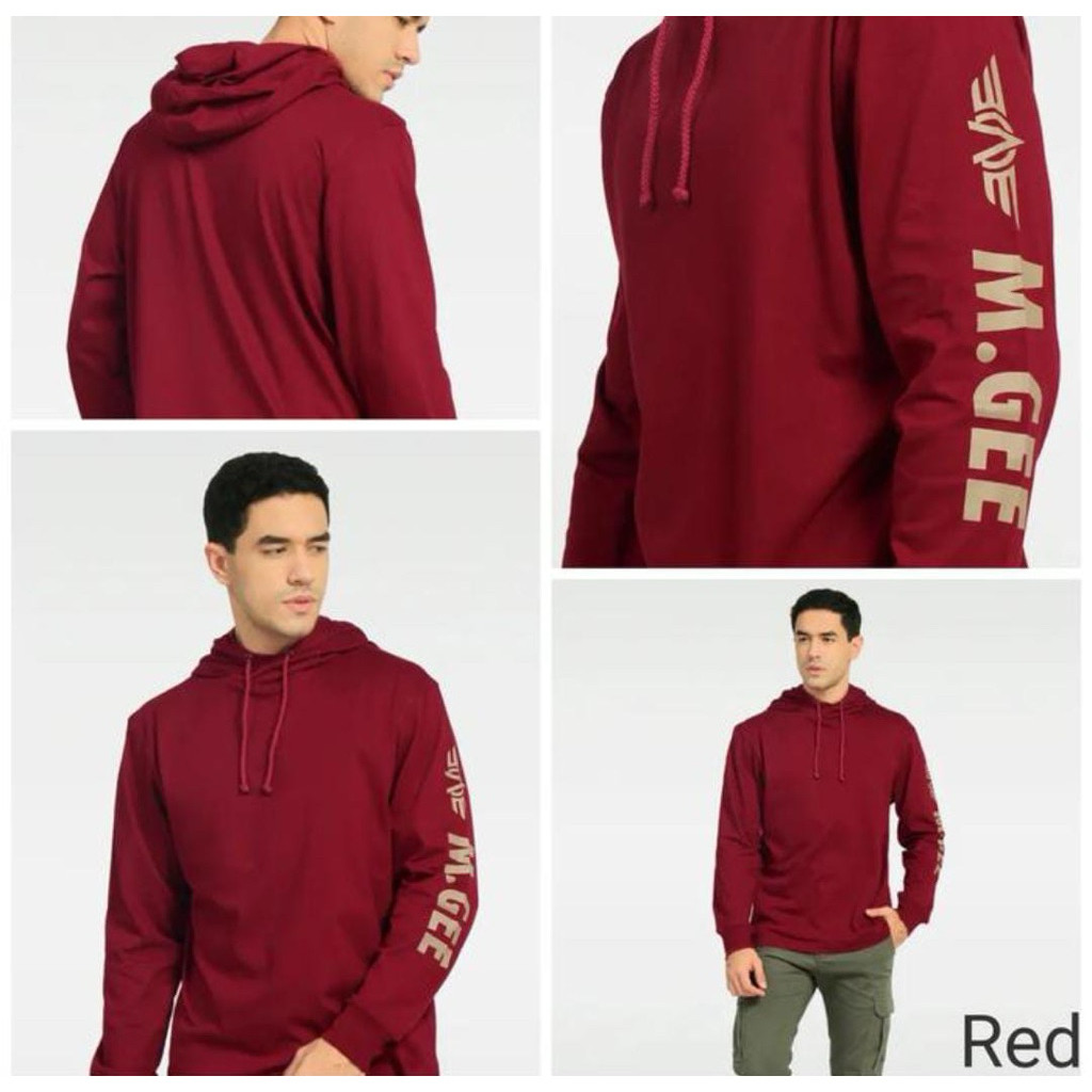 Kaos Pria MGEE M.GEE Panjang Hoodie ORIGINAL MURAH