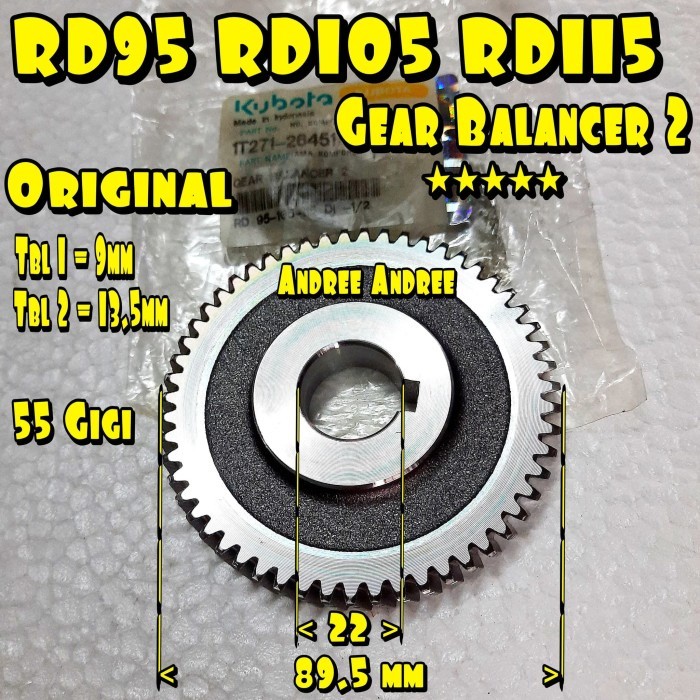 RD-105 RD-115 Gigi Balancer Gear 2 Kubota RD105 RD110 RD115 - Original