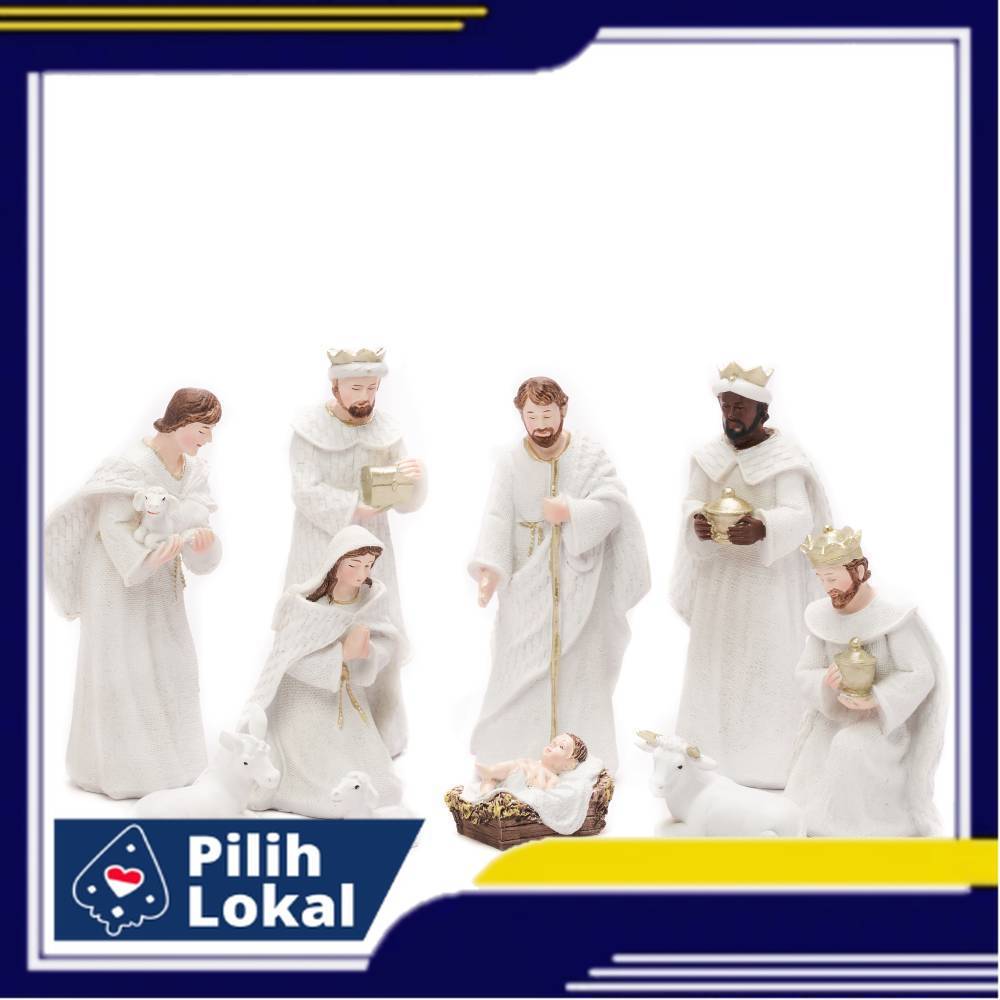 Patung Set Natal Pajangan Rohani Dekorasi Hiasan Patung Yesus Lahir Nativity Christmas Cradle Kualit