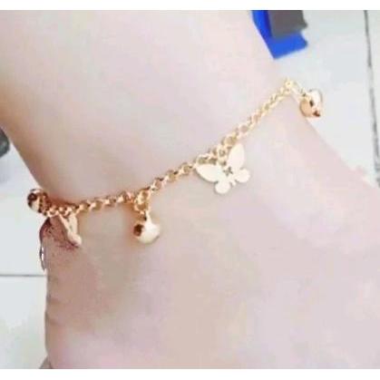NEW AKSESORIES GELANG KAKI PENTOL KUPU TITANIUM GOLD ANTI KARAT ANTI LUNTUR