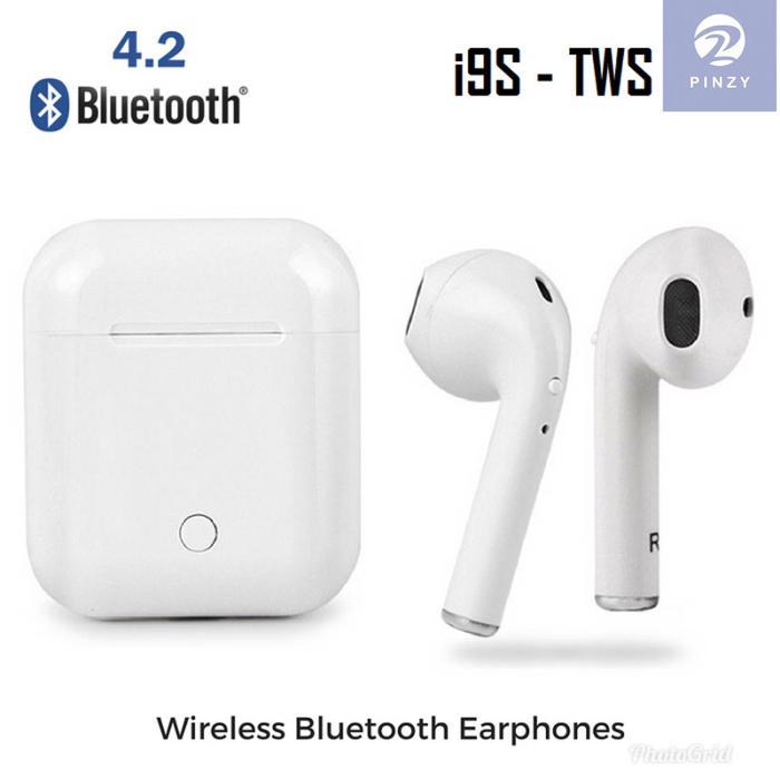 PIXELPOCKET Headset Bluetooth PINZY I9s Twins with Magnetic Charging case - Putih