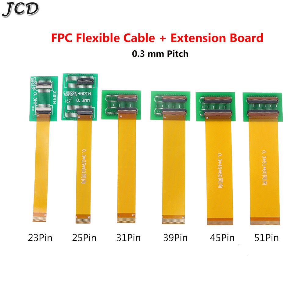 JCD 23 25 31 39 45 51 Pin 0.3mm Pitch Extension Board Connector Adapter with FFC FPC Flexible Flat C