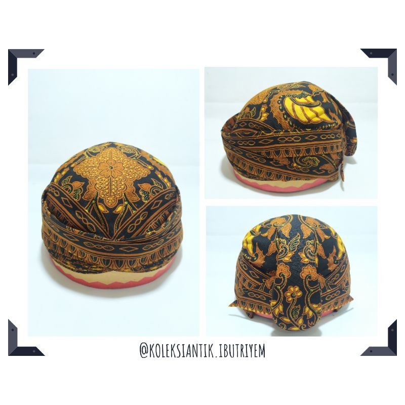 Blangkon Solo Ksatrian Lemesan Alusan batik printing Peksi kembar  | Bisa Dicuci Bisa Dilipat